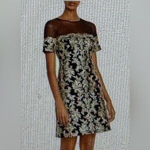 Tadashi Shoji Black and Gold Dress